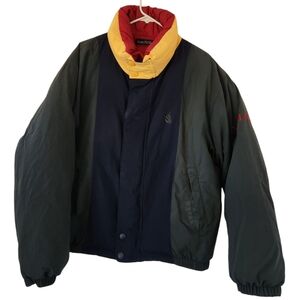 Vintage Nautica Reversible Duck Down Puffer Jacket Colorblock Sz Large 90s
